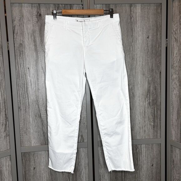 Frank & Eileen Wicklow Pants White Raw Hem Straight Leg Size 4 - Picture 1 of 6